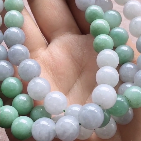 CHUỖI HẠT XANH TÍM Ngọc phỉ thúy tự nhiên Jadeite A 9.3MM - nt510