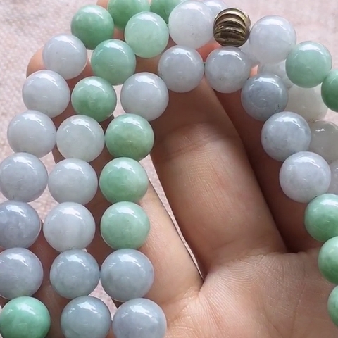 CHUỖI HẠT XANH TÍM Ngọc phỉ thúy tự nhiên Jadeite A 9.3MM - nt510