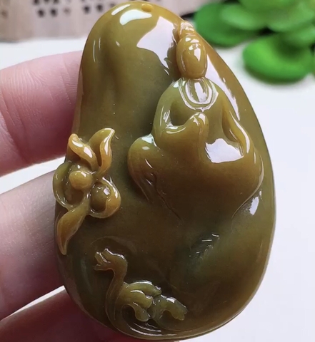 Mặt dây vô diện huyết ngọc phỉ thúy tự nhiên (Jadeite A) nt454