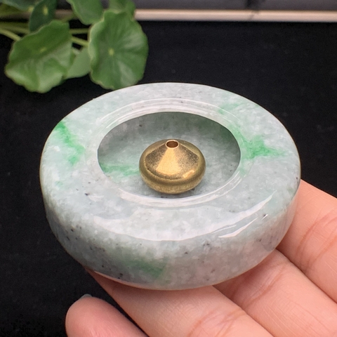 Lư đốt trầm hương nắp đồng ngọc phỉ thúy (Jadeite A) -NT632