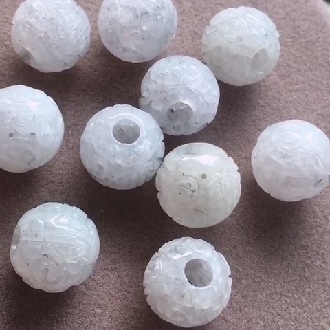 Vòng hạt chạm lộng bạch ngọc Ngọc phỉ thuý Tự nhiên Jadeite A -NT666