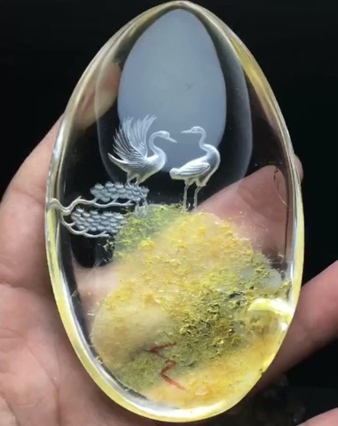 Mặt dây phong thủy Thạch Anh Ưu Linh tự nhiên Tùng Hạc Diên Niên -ul18