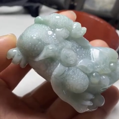 NT696 Vật phẩm phong thủy Thiềm thừ chiêu tài Ngọc phỉ thuý Tự nhiên Jadeite loại A -