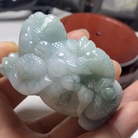 NT696 Vật phẩm phong thủy Thiềm thừ chiêu tài Ngọc phỉ thuý Tự nhiên Jadeite loại A -