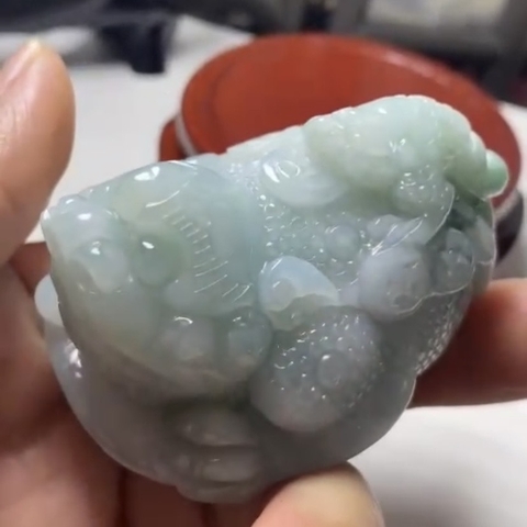 NT696 Vật phẩm phong thủy Thiềm thừ chiêu tài Ngọc phỉ thuý Tự nhiên Jadeite loại A -