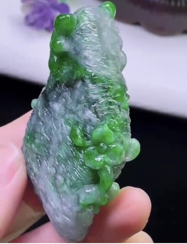 Ngọc bội như ý xanh phong thủy Ngọc phỉ thuý Tự nhiên Jadeite loại A -NT703