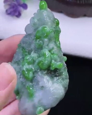 Ngọc bội như ý xanh phong thủy Ngọc phỉ thuý Tự nhiên Jadeite loại A -NT703