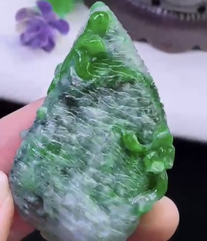 Ngọc bội như ý xanh phong thủy Ngọc phỉ thuý Tự nhiên Jadeite loại A -NT703