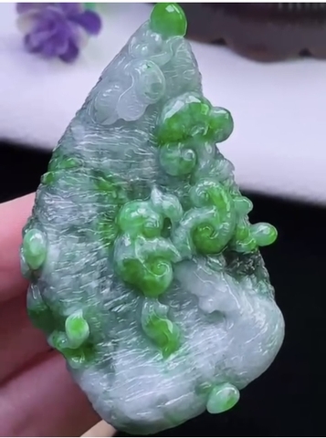 Ngọc bội như ý xanh phong thủy Ngọc phỉ thuý Tự nhiên Jadeite loại A -NT703