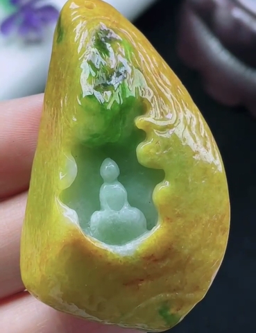 Mặt dây Ngộ đạo huyết Ngọc phỉ thuý biến dị Tự nhiên Jadeite loại A -NT738