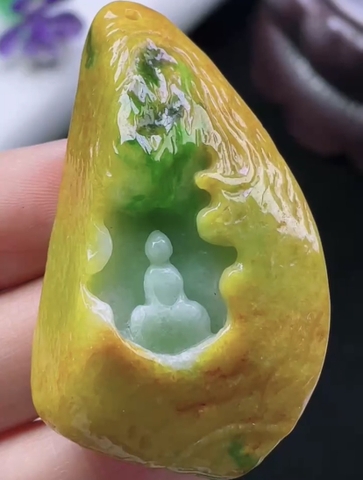 Mặt dây Ngộ đạo huyết Ngọc phỉ thuý biến dị Tự nhiên Jadeite loại A -NT738