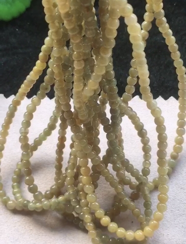 Chuỗi hạt hoàng phỉ Ngọc phỉ thuý Tự nhiên Jadeite loại A 3.8mm -NT776