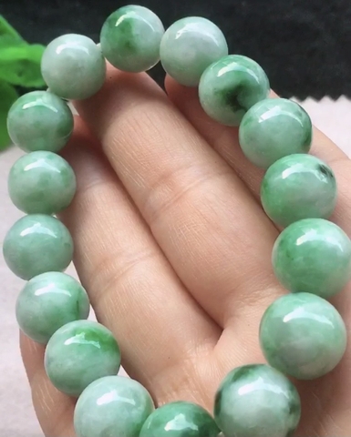 Vòng hạt Ngọc phỉ thuý Tự nhiên Jadeite loại A 12.8mm -NT767
