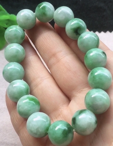 Vòng hạt Ngọc phỉ thuý Tự nhiên Jadeite loại A 12.8mm -NT767
