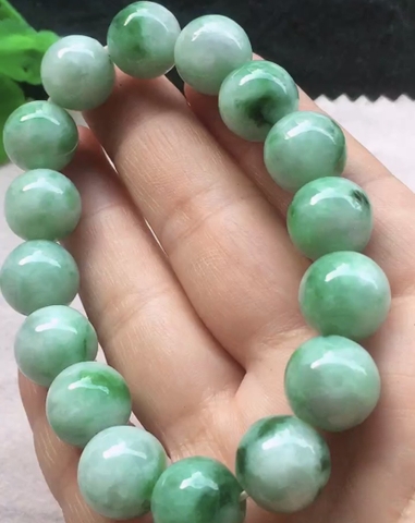 Vòng hạt Ngọc phỉ thuý Tự nhiên Jadeite loại A 12.8mm -NT767