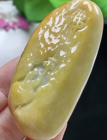 Mặt dây Địa Tạng vương bồ tát Hoàng tông Ngọc phỉ thuý Tự nhiên Jadeite loại A -NT766