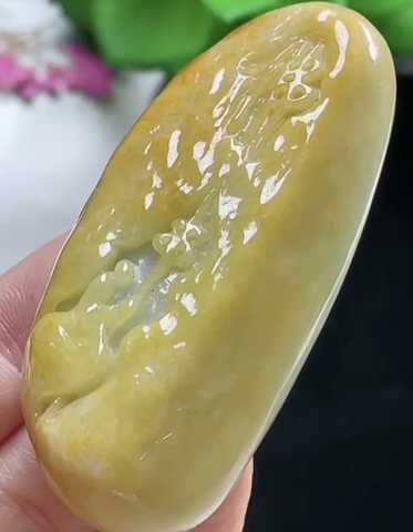 Mặt dây Địa Tạng vương bồ tát Hoàng tông Ngọc phỉ thuý Tự nhiên Jadeite loại A -NT766