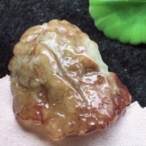 Mặt dây phong thủy hoa khai phú quý Ngọc phỉ thuý Tự nhiên Jadeite loại A -NT765