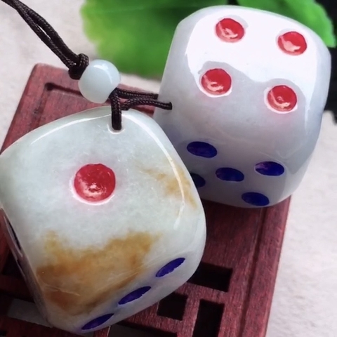 Xúc xắc xí ngầu Ngọc Phỉ Thuý tự nhiên Jadeite loại A -NT793 22.6mm