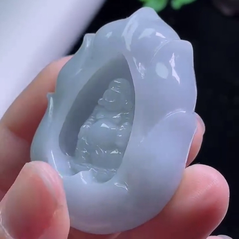 Mặt dây Di Lặc tím Ngọc Phỉ Thuý tự nhiên Jadeite loại A -NT783