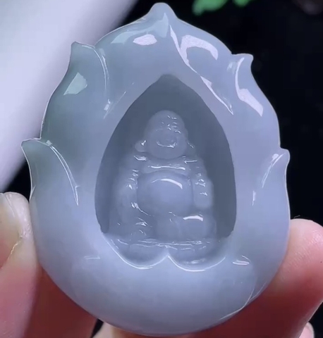 Mặt dây Di Lặc tím Ngọc Phỉ Thuý tự nhiên Jadeite loại A -NT783