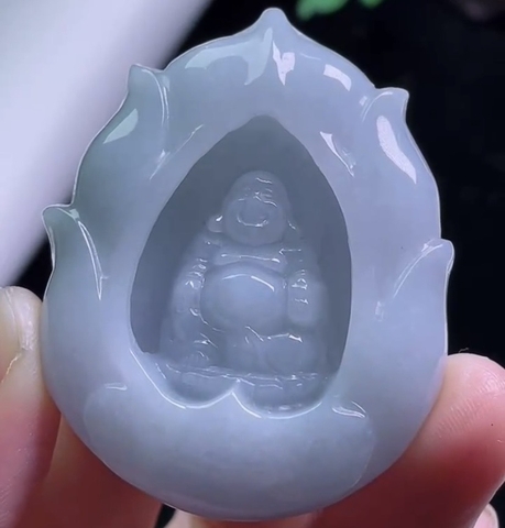 Mặt dây Di Lặc tím Ngọc Phỉ Thuý tự nhiên Jadeite loại A -NT783