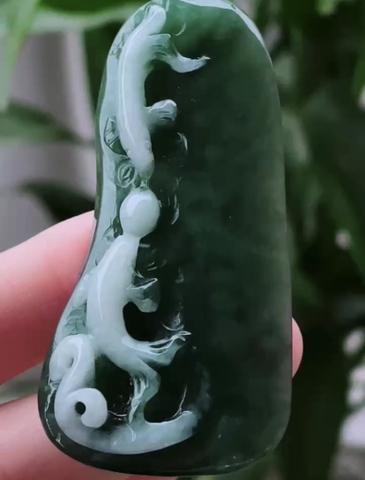 Song ngư tranh châu Ngọc phỉ thuý Tự nhiên Jadeite loại A -NT811