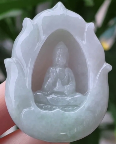 Quan âm tọa đài sen Ngọc phỉ thuý Tự nhiên Jadeite loại A -NT804