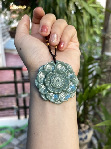 Mặt dây hoa xanh Ngọc phỉ thúy tự nhiên Jadeite loại A -NT887
