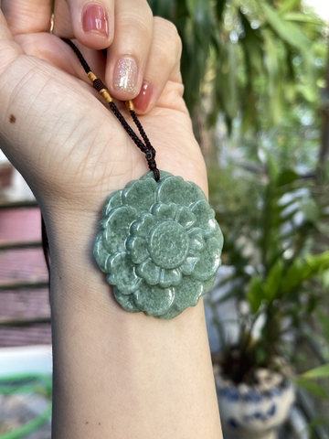 Mặt dây hoa xanh Ngọc phỉ thúy tự nhiên Jadeite loại A -NT887