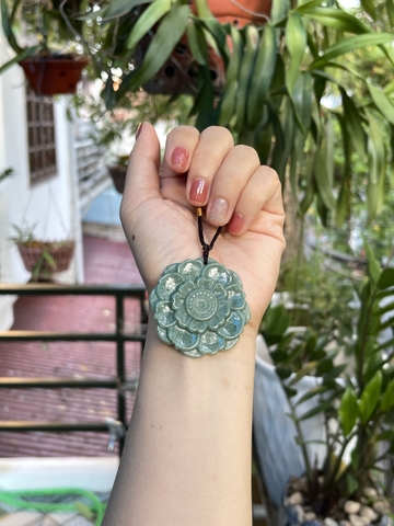 Mặt dây hoa xanh Ngọc phỉ thúy tự nhiên Jadeite loại A -NT887