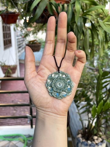 Mặt dây hoa xanh Ngọc phỉ thúy tự nhiên Jadeite loại A -NT887