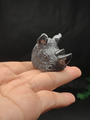 Nhẫn ni21 chạm đầu tê giác Ngọc phỉ thúy tự nhiên Jadeite loại A -NT899