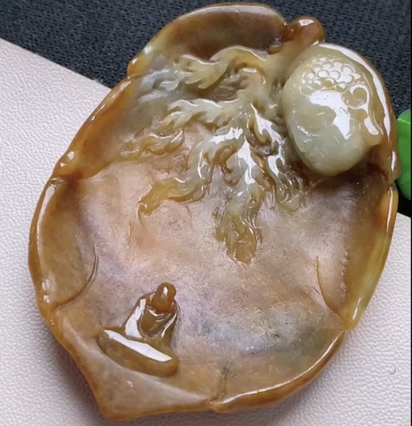 Mặt dây lá bồ đề Ngọc phỉ thuý tự nhiên Jadeite loại A -NT913