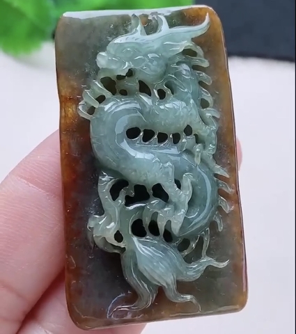 Mặt thẻ rồng huyết Ngọc phỉ thuý tự nhiên Jadeite loại A -NT959