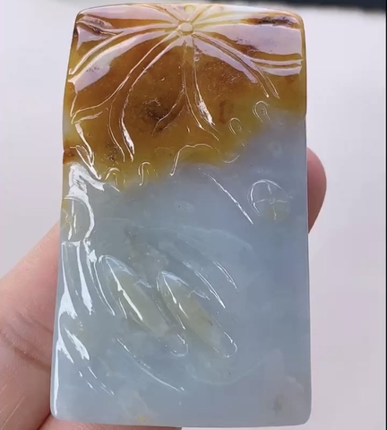 Mặt sen bạch ngọc vô sự bài Ngọc phỉ thuý tự nhiên Jadeite loại A -NT980