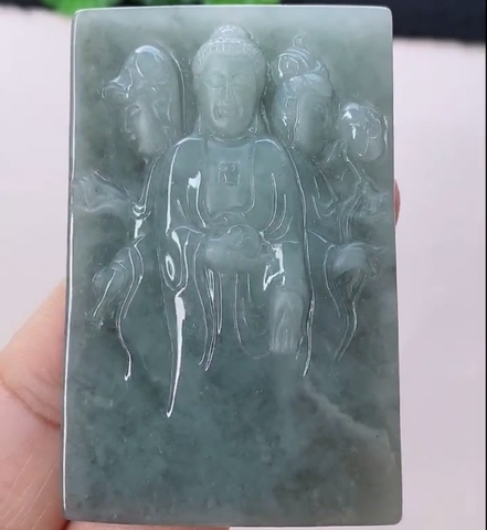 Mặt dây Tam thế Phật Ngọc phỉ thuý tự nhiên Jadeite loại A -NT981