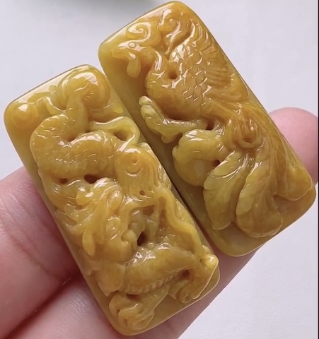 Mặt long phụng hoàng tông Ngọc phỉ thuý tự nhiên Jadeite loại A -NT989