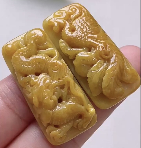 Mặt long phụng hoàng tông Ngọc phỉ thuý tự nhiên Jadeite loại A -NT989