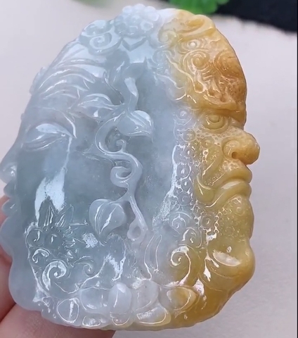 Mặt dây Phật & Ác quỷ (thiện ác) Ngọc phỉ thuý tự nhiên Jadeite loại A - NT996