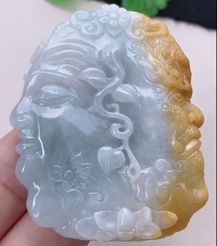 Mặt dây Phật & Ác quỷ (thiện ác) Ngọc phỉ thuý tự nhiên Jadeite loại A - NT996