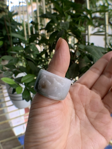 NHẪN ni20 bản rộng ngọc phỉ thúy tự nhiên (Jadeite A) HP -nt374