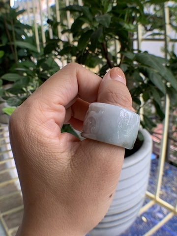 NHẪN ni20 bản rộng ngọc phỉ thúy tự nhiên (Jadeite A) HP -nt374