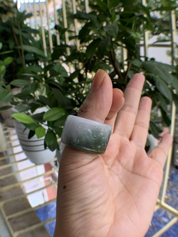 NHẪN ni20 bản rộng ngọc phỉ thúy tự nhiên (Jadeite A) HP -nt374
