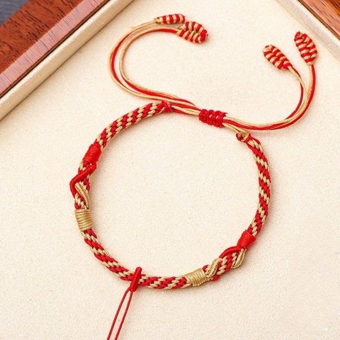 Vòng đeo tay dây bện để buộc mặt charm đá phong thủy, có nấc điều chỉnh ngắn dài, sáng tạo theo phong cách riêng -PK006