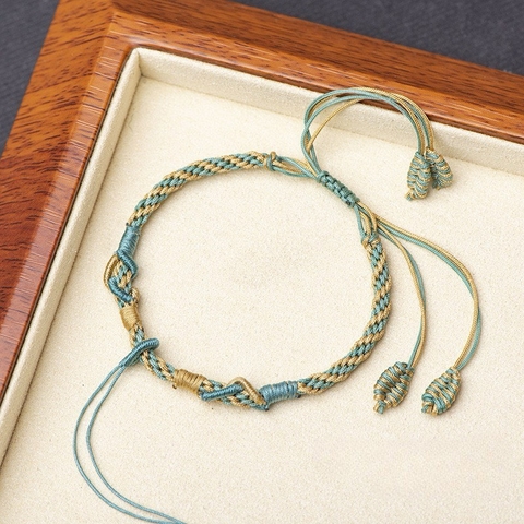 Vòng đeo tay dây bện để buộc mặt charm đá phong thủy, có nấc điều chỉnh ngắn dài, sáng tạo theo phong cách riêng -PK006