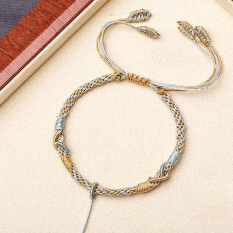 Vòng đeo tay dây bện để buộc mặt charm đá phong thủy, có nấc điều chỉnh ngắn dài, sáng tạo theo phong cách riêng -PK006