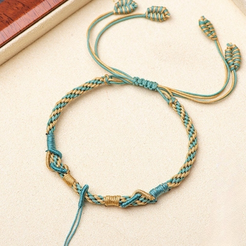 Vòng đeo tay dây bện để buộc mặt charm đá phong thủy, có nấc điều chỉnh ngắn dài, sáng tạo theo phong cách riêng -PK006