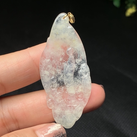 Mặt ngộ đạo băng  lên vàng 18k  Ngọc phỉ thuý tự nhiên Jadeite loại A -NT1034