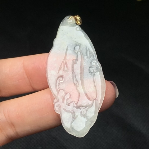 Mặt ngộ đạo băng  lên vàng 18k  Ngọc phỉ thuý tự nhiên Jadeite loại A -NT1034